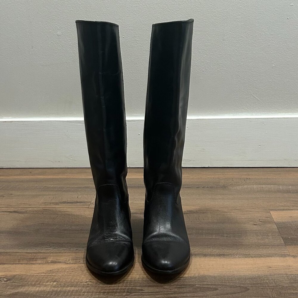 Vintage Black Leather 9 West Riding Boots- Size 8N